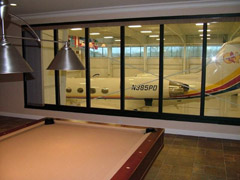 Our flight crew accommodations  overlook the airplane hangar.